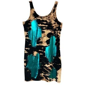Germanier Paris Hand Dyed & Metallic Painted Bodycon Mini Tank Dress Size US 6